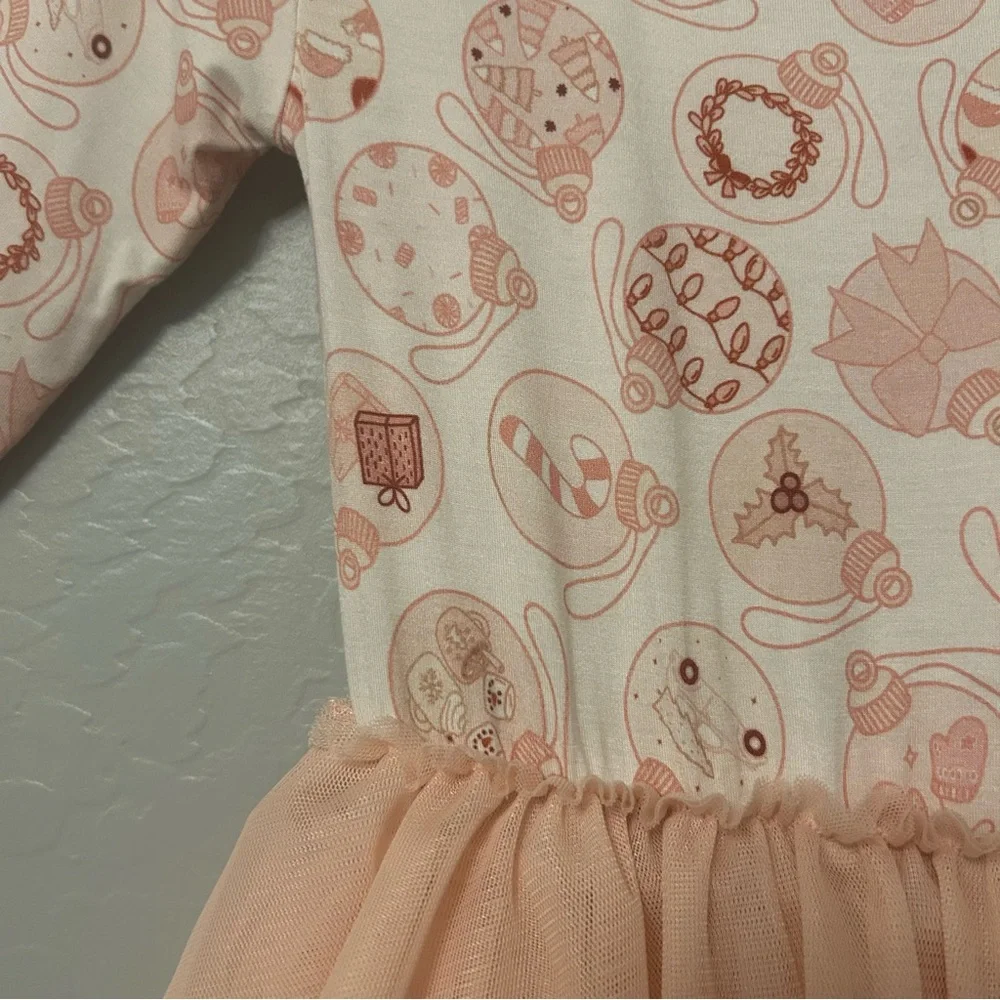 In My Jammers blush ornament christmas tiered tutu bamboo dress size 3T